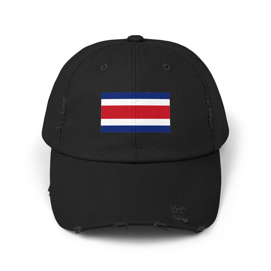 Retro Flag Distressed Cap | Unisex Costa Rica Hat for Casual Wear, Outdoor Adventures, Summer Festivals, Travel, Gift for Him/Her