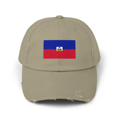 Haitian Flag Distressed Cap, Vintage Hat, Unisex Summer Accessory, Perfect for Holidays, Casual Wear, Gift Idea