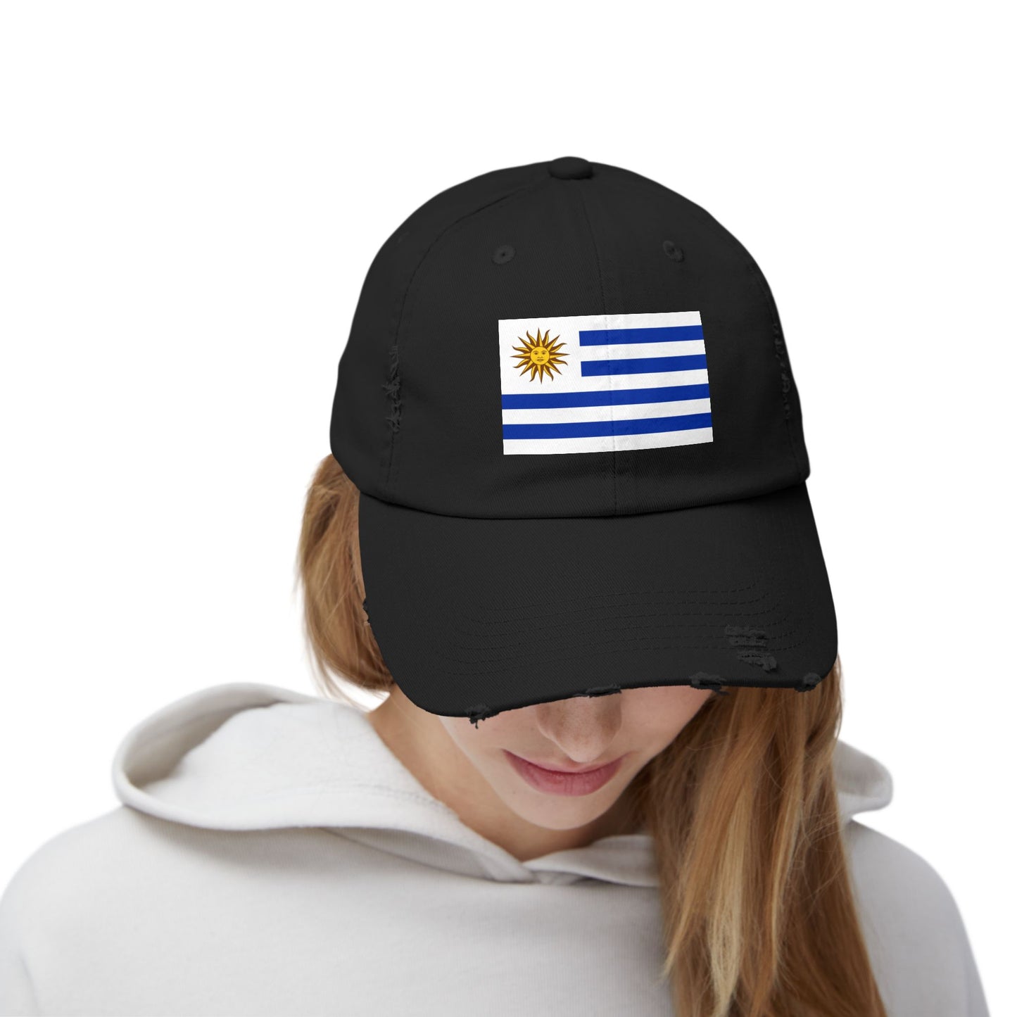 Stylish Unisex Distressed Cap with Uruguay Flag, Casual Hat for Summer, Outdoor Events, Sports, Gift for Travelers, Everyday Wear