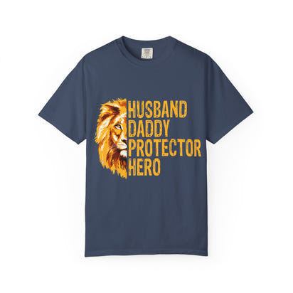Hero Dad Garment-Dyed T-shirt, Perfect Gift for Father's Day, Birthday, Husband, Protector Tee, Casual Wear