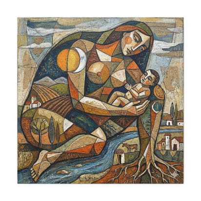 Abstract Mother and Child Matte Canvas Wall Art — Stretched 1.25