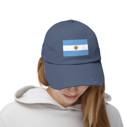 Stylish Unisex Distressed Cap with Argentina Flag - Casual Hat, Fashion Accessory, Gift Idea, Travel Essential, Sports Fan Gear
