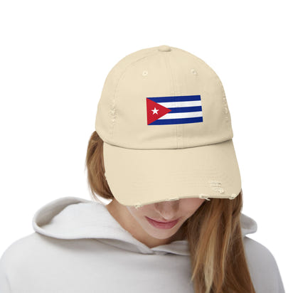 Cuban Flag Unisex Distressed Cap, Casual Headwear, Gift for Him/Her, Summer Accessory, Travel Essentials, Vintage Look