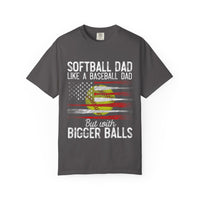 Dad Baseball Softball Unisex Garment-Dyed T-Shirt with Sporty Flag Design, Casual Tee for Sports Lovers, Gift for Holidays, Summer Wear, Beach Vibes