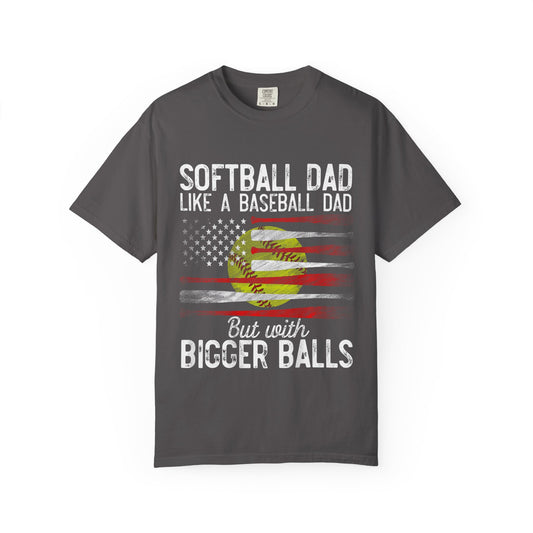 Dad Baseball Softball Unisex Garment-Dyed T-Shirt with Sporty Flag Design, Casual Tee for Sports Lovers, Gift for Holidays, Summer Wear, Beach Vibes