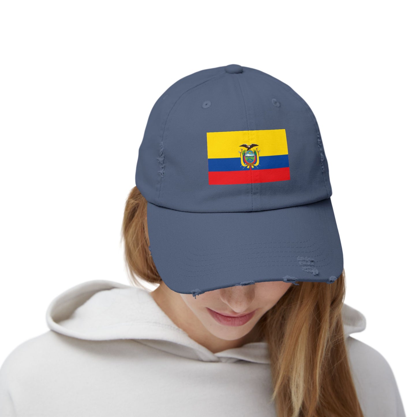 Ecuador Flag Distressed Cap, Unisex Casual Hat, Distressed Baseball Cap, Gift for Travelers, Summer Accessory, Outdoor Gear