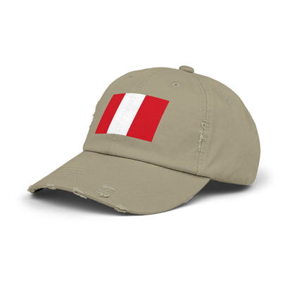 Peruvian Flag Unisex Distressed Cap, Casual Hat, Adjustable Hat, Gift for Travelers, Summer Accessory, Sports Cap