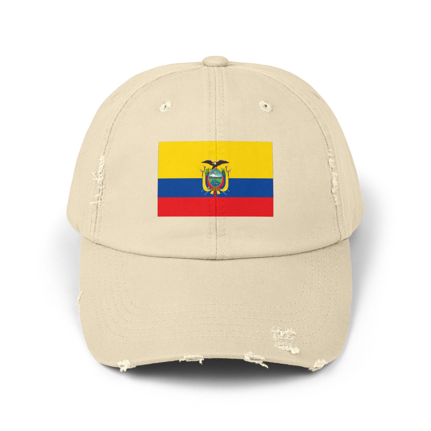 Ecuador Flag Distressed Cap, Unisex Casual Hat, Distressed Baseball Cap, Gift for Travelers, Summer Accessory, Outdoor Gear