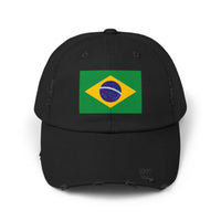 Brazilian Flag Distressed Cap, Unisex Baseball Hat, Casual Fashion Accessory, Travel Gear, Gift for Sports Lovers