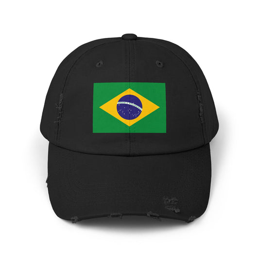 Brazilian Flag Distressed Cap, Unisex Baseball Hat, Casual Fashion Accessory, Travel Gear, Gift for Sports Lovers