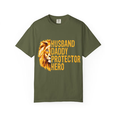 Hero Dad Garment-Dyed T-shirt, Perfect Gift for Father's Day, Birthday, Husband, Protector Tee, Casual Wear