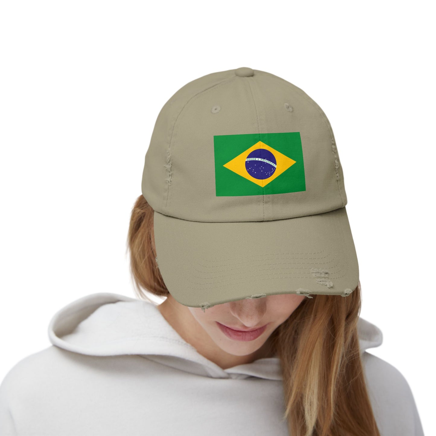 Brazilian Flag Distressed Cap, Unisex Baseball Hat, Casual Fashion Accessory, Travel Gear, Gift for Sports Lovers