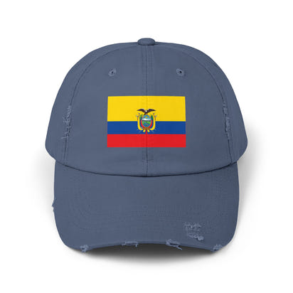 Ecuador Flag Distressed Cap, Unisex Casual Hat, Distressed Baseball Cap, Gift for Travelers, Summer Accessory, Outdoor Gear