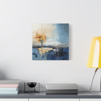 Abstract Landscape Canvas Art - Tranquil Blue and Orange Decor