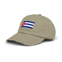 Cuban Flag Unisex Distressed Cap, Casual Headwear, Gift for Him/Her, Summer Accessory, Travel Essentials, Vintage Look