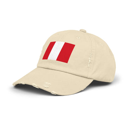 Peruvian Flag Unisex Distressed Cap, Casual Hat, Adjustable Hat, Gift for Travelers, Summer Accessory, Sports Cap