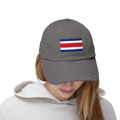 Retro Flag Distressed Cap | Unisex Costa Rica Hat for Casual Wear, Outdoor Adventures, Summer Festivals, Travel, Gift for Him/Her