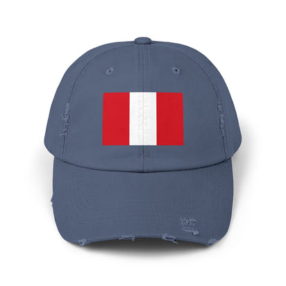 Peruvian Flag Unisex Distressed Cap, Casual Hat, Adjustable Hat, Gift for Travelers, Summer Accessory, Sports Cap