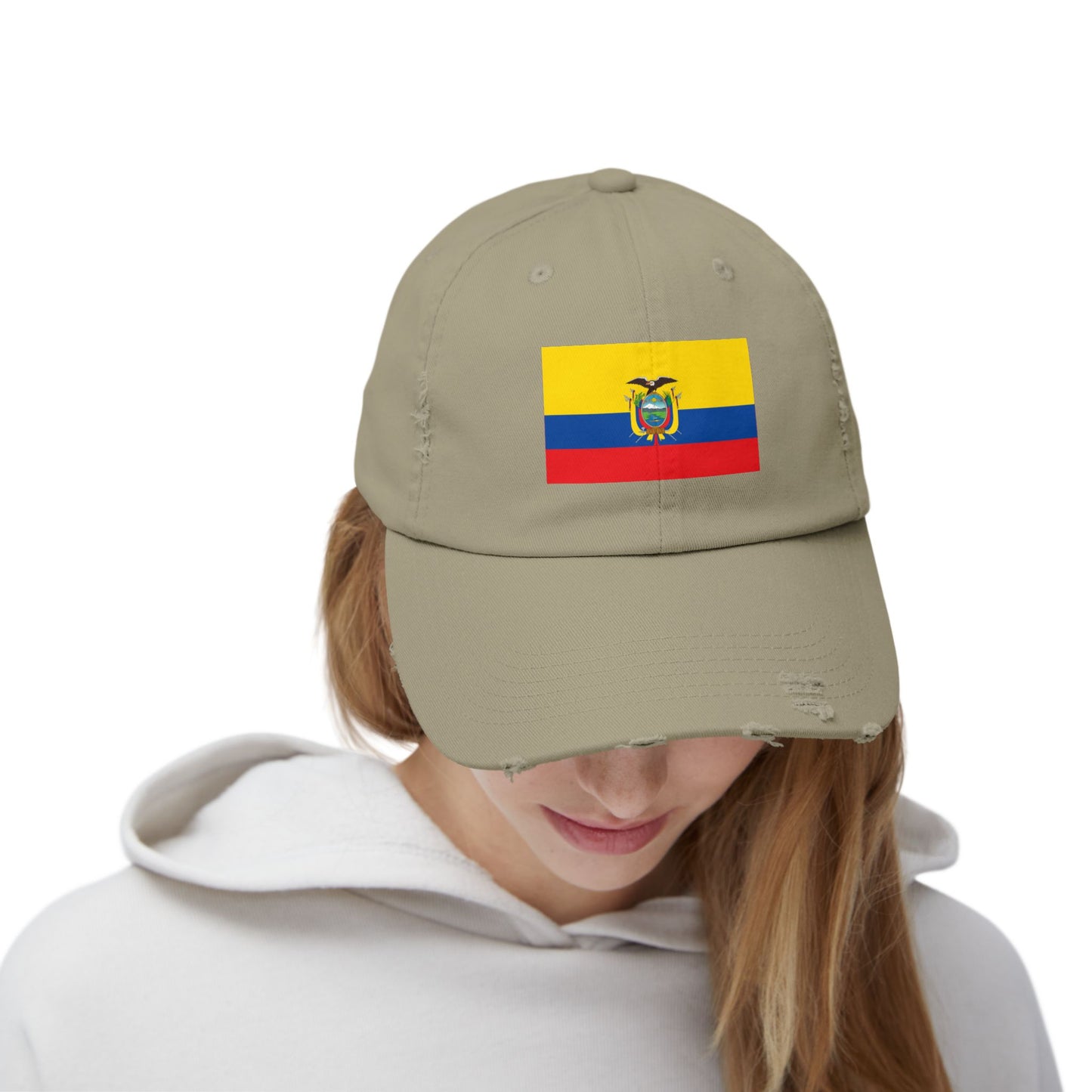Ecuador Flag Distressed Cap, Unisex Casual Hat, Distressed Baseball Cap, Gift for Travelers, Summer Accessory, Outdoor Gear