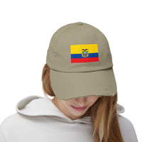 Ecuador Flag Distressed Cap, Unisex Casual Hat, Distressed Baseball Cap, Gift for Travelers, Summer Accessory, Outdoor Gear