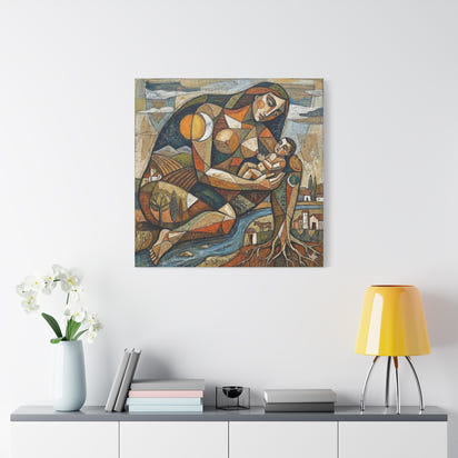 Abstract Mother and Child Matte Canvas Wall Art — Stretched 1.25