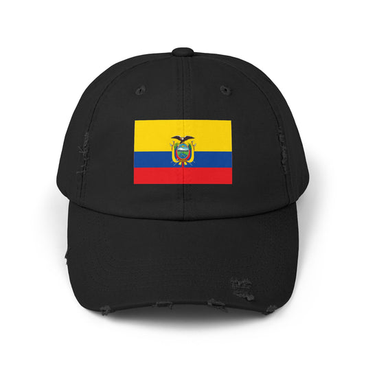 Ecuador Flag Distressed Cap, Unisex Casual Hat, Distressed Baseball Cap, Gift for Travelers, Summer Accessory, Outdoor Gear