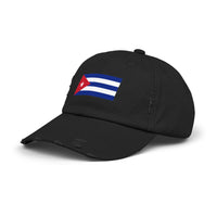 Cuban Flag Unisex Distressed Cap, Casual Headwear, Gift for Him/Her, Summer Accessory, Travel Essentials, Vintage Look