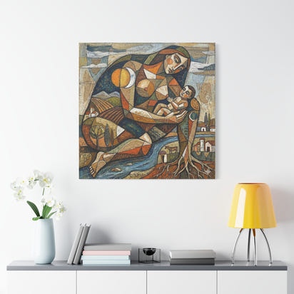 Abstract Mother and Child Matte Canvas Wall Art — Stretched 1.25