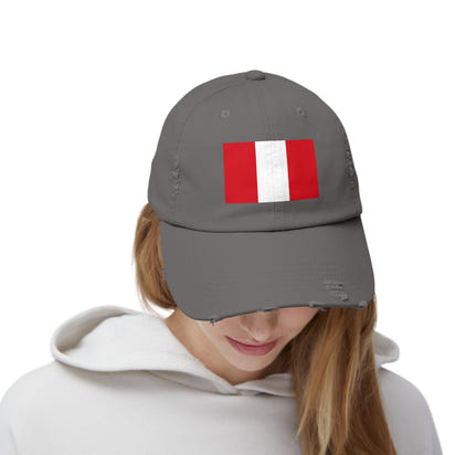 Peruvian Flag Unisex Distressed Cap, Casual Hat, Adjustable Hat, Gift for Travelers, Summer Accessory, Sports Cap