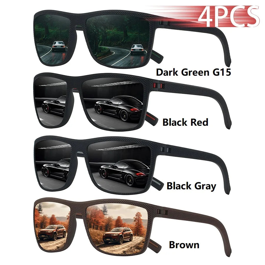 4 PCS Fashion Vintage Check Pattern Sunglasses Men Women Fishing Driving Man Luxury Brand Designer Sun Glasses UV400 Eyewear