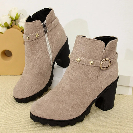 2024 New Spring Winter Women Boots High Quality Lace-up European Ladies Shoes for Women High Heels Women Boots Fast Delivery