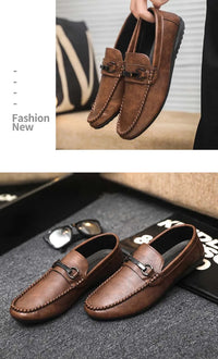 Breathable men's casual shoes in spring and summer leisure trend retro horse-bit buckle bean shoes fashion set foot pedal.