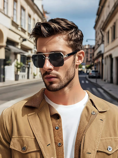 Fashion Half Frame Sunglasses for Men Women Punk Sunglasses Travel Driving UV Resistant Sunglasses Trendy Goggles Shades UV400