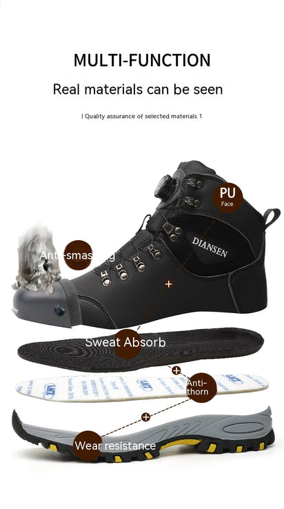 Rotating Button Safety Shoes Men Work Sneakers Indestructible Shoes Puncture-Proof Protective Shoes Work Boots Tactical Boots