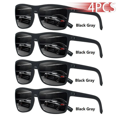 4 PCS Fashion Vintage Check Pattern Sunglasses Men Women Fishing Driving Man Luxury Brand Designer Sun Glasses UV400 Eyewear