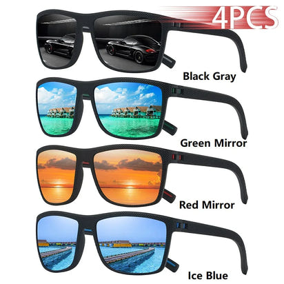 4 PCS Fashion Vintage Check Pattern Sunglasses Men Women Fishing Driving Man Luxury Brand Designer Sun Glasses UV400 Eyewear