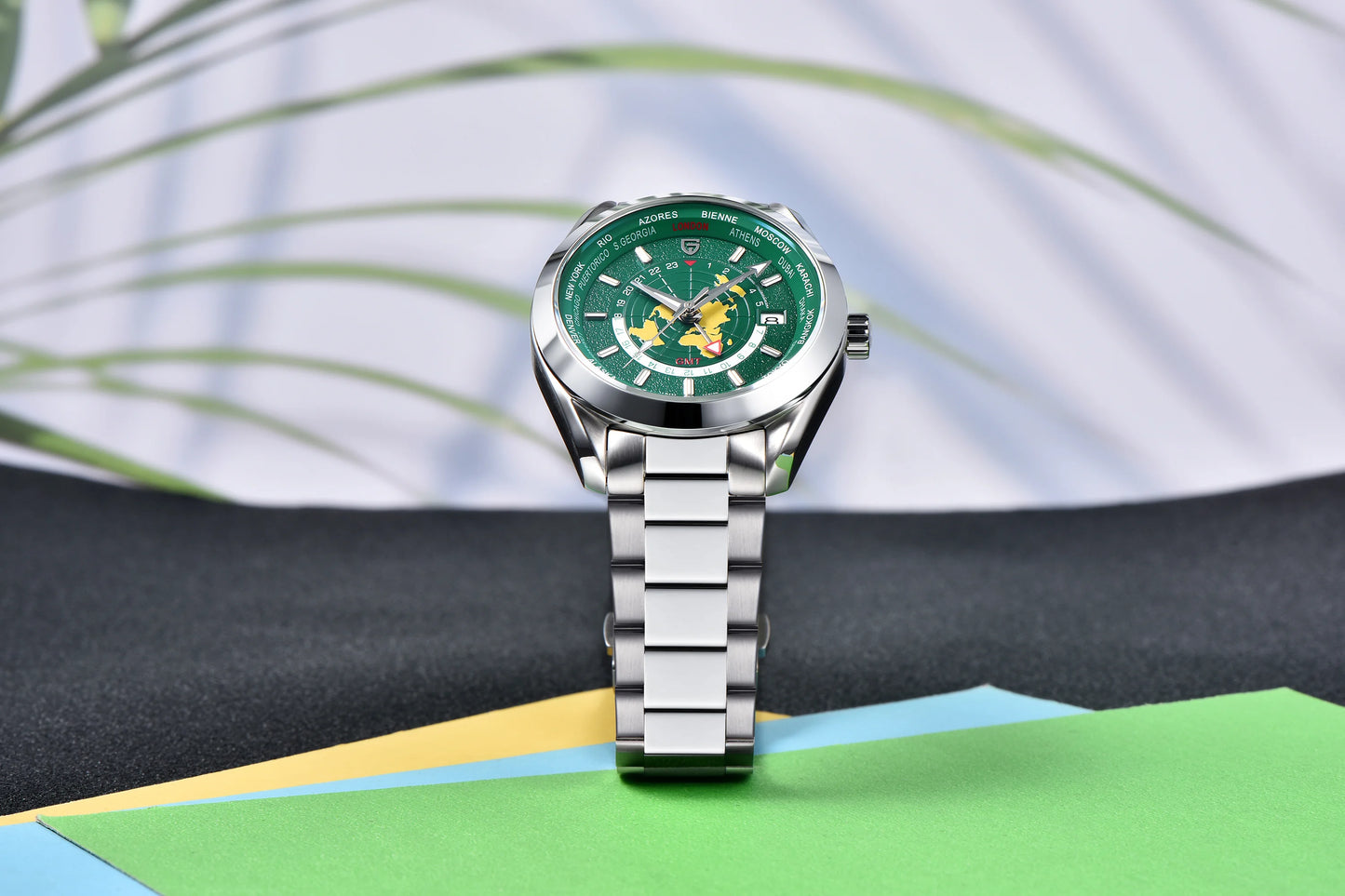 PAGANI DESIGN 2025 New World time GMT Zone Map Men's Watches Automatic Watch For Men NH34A Mechanical Waterproof Wristwatch Men