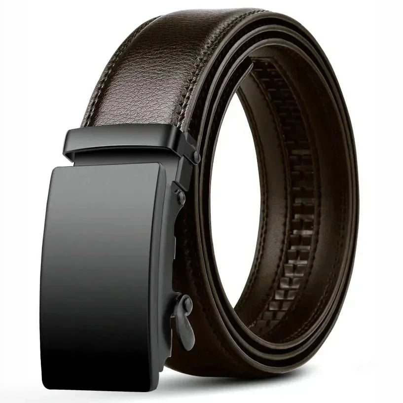 Fashion Automatic Buckle Belt for Men Famous Brand Business Belt Men PU Leather Waist Straps Black Male Jeans Belts for Men