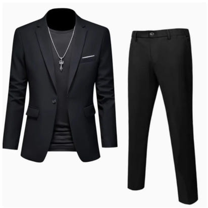 Suits Men Two Piece Sets Pant Set Blazer Turn Down Collar Full Sleeve Slim Fit Tight Waist Coat Long Pants Wedding Fabric Upgade