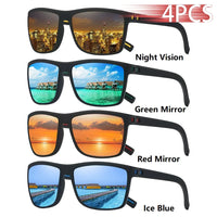 4 PCS Fashion Vintage Check Pattern Sunglasses Men Women Fishing Driving Man Luxury Brand Designer Sun Glasses UV400 Eyewear