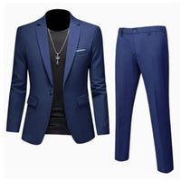 Suits Men Two Piece Sets Pant Set Blazer Turn Down Collar Full Sleeve Slim Fit Tight Waist Coat Long Pants Wedding Fabric Upgade