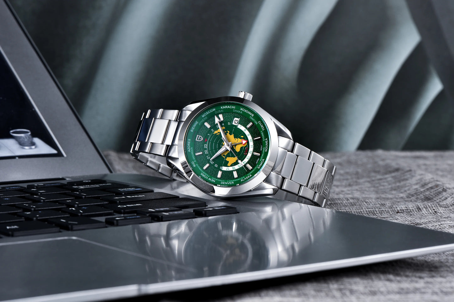 PAGANI DESIGN 2025 New World time GMT Zone Map Men's Watches Automatic Watch For Men NH34A Mechanical Waterproof Wristwatch Men