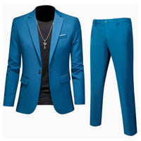 Suits Men Two Piece Sets Pant Set Blazer Turn Down Collar Full Sleeve Slim Fit Tight Waist Coat Long Pants Wedding Fabric Upgade