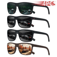 4 PCS Fashion Vintage Check Pattern Sunglasses Men Women Fishing Driving Man Luxury Brand Designer Sun Glasses UV400 Eyewear