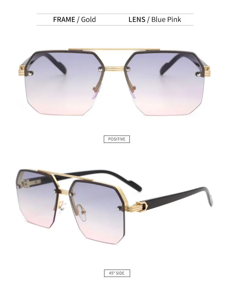 Fashion Half Frame Sunglasses for Men Women Punk Sunglasses Travel Driving UV Resistant Sunglasses Trendy Goggles Shades UV400