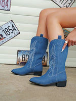 Gold Mid-calf Boots Women Silver Pointed Western Cowboy Boots Retro Fashion Black Boot Plus Size 36-43 WomenBoots