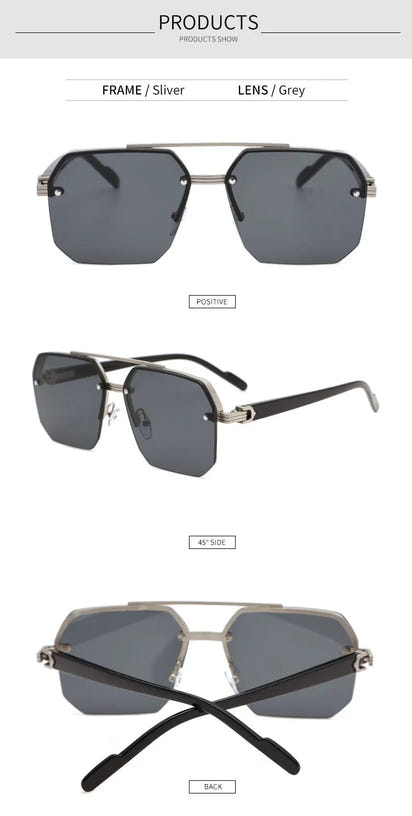 Fashion Half Frame Sunglasses for Men Women Punk Sunglasses Travel Driving UV Resistant Sunglasses Trendy Goggles Shades UV400