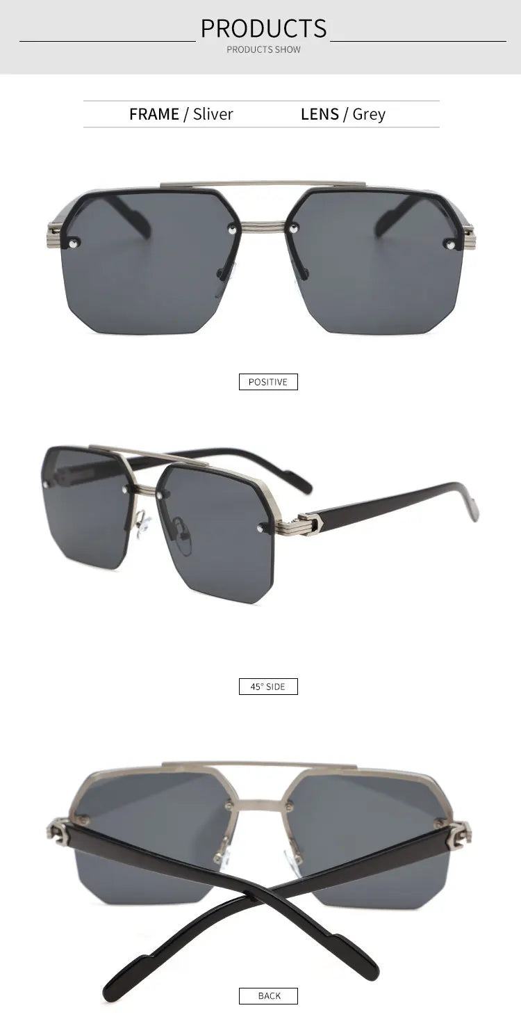 Fashion Half Frame Sunglasses for Men Women Punk Sunglasses Travel Driving UV Resistant Sunglasses Trendy Goggles Shades UV400