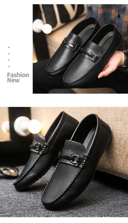 Breathable men's casual shoes in spring and summer leisure trend retro horse-bit buckle bean shoes fashion set foot pedal.