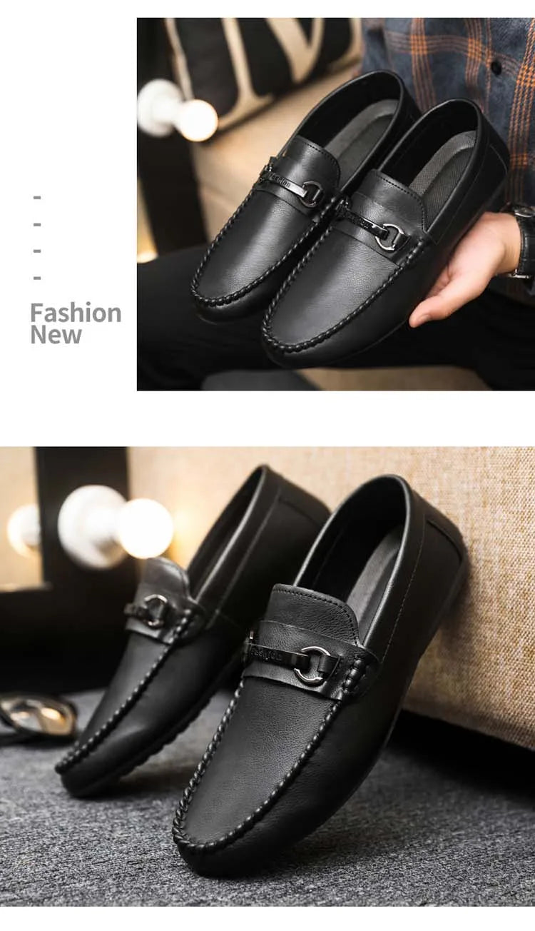 Breathable men's casual shoes in spring and summer leisure trend retro horse-bit buckle bean shoes fashion set foot pedal.